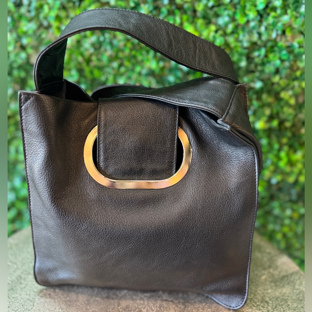 Lupo Barcelona Black leather medium handbag hobo style.